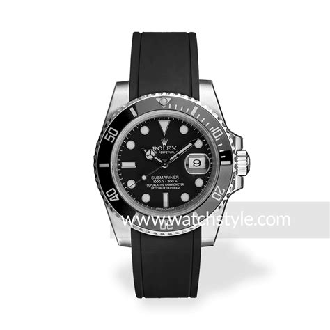 rolex submariner con cinturino caucciu|rolex submariner case size.